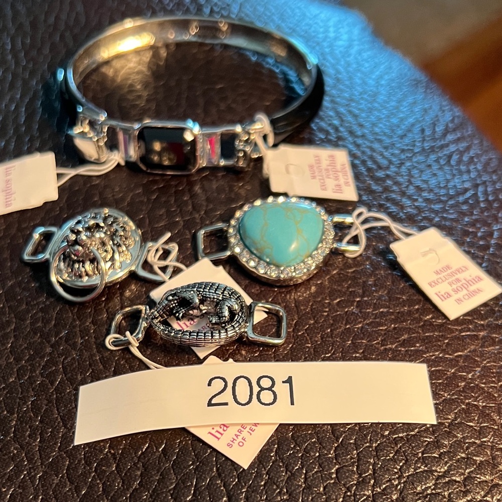 3/$18 Lia Sophia Silver and Black Bracelet with Charms Lot 2164 - Picture 4 of 11
